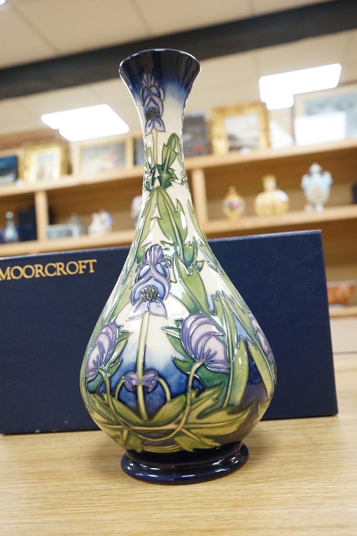A Moorcroft ‘Wolfsbane’ vase, designed by Anji Davenport, limited edition, 2001. 32cm high (boxed).
